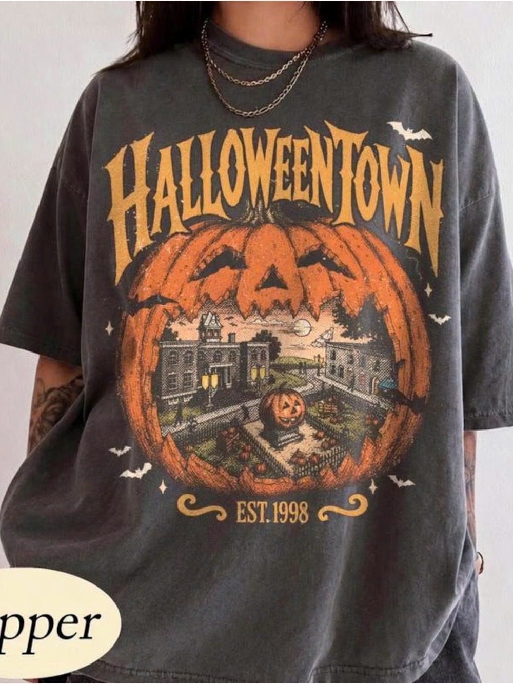 HalloweenTown Graphic Tee - Black/Orange Kids Shirt